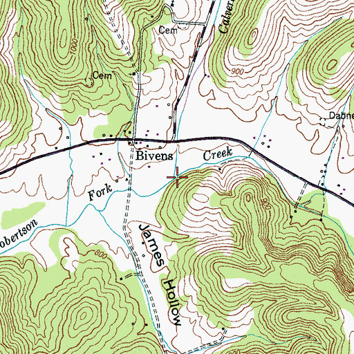 Topographic Map of Calvert Branch, TN