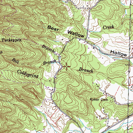 Topographic Map of Camp Bell Branch, TN