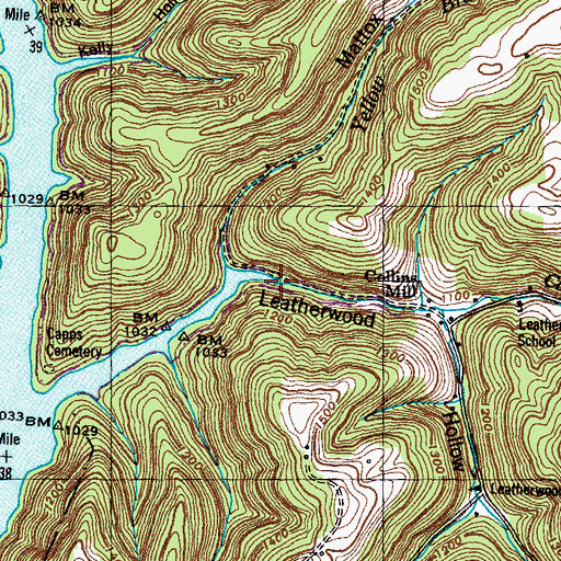 Topographic Map of Camp Creek, TN