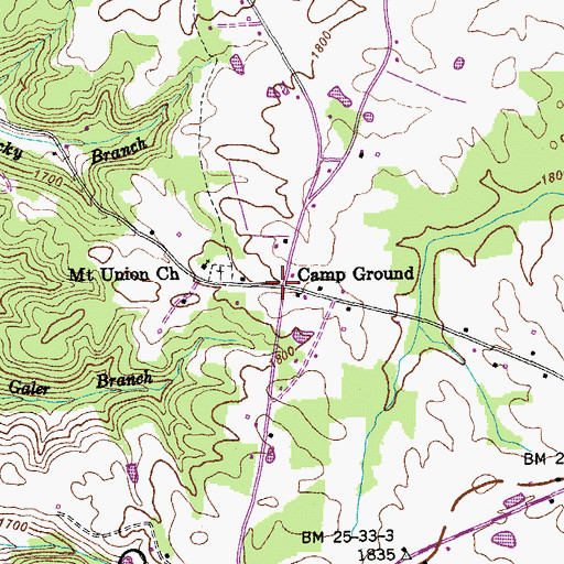 Topographic Map of Camp Ground, TN