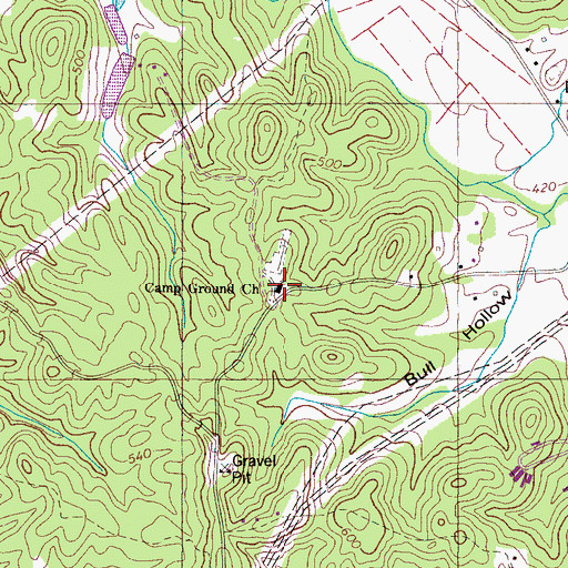 Topographic Map of Camp Ground Church, TN