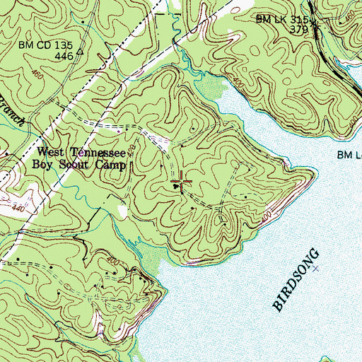 Topographic Map of West Tennessee Boy Scout Camp, TN