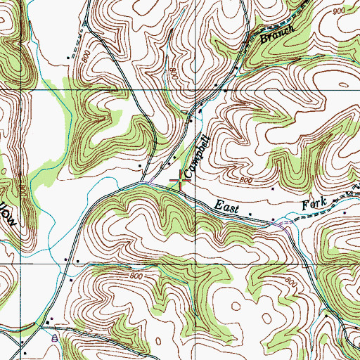 Topographic Map of Campbell Branch, TN