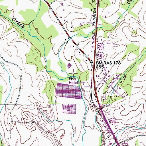 Topographic Map of Campers Branch, TN