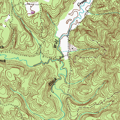 Topographic Map of Campground Branch, TN