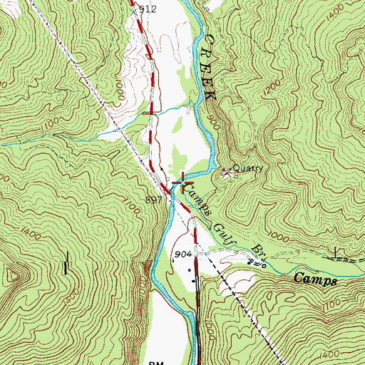 Topographic Map of Camps Gulf Branch, TN
