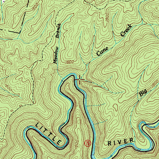 Topographic Map of Pipestem Branch, TN