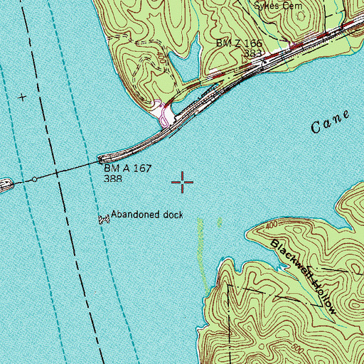 Topographic Map of Cane Creek, TN