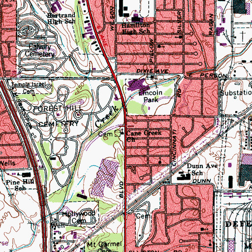 Topographic Map of Cane Creek Church, TN