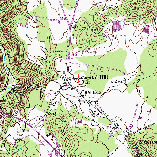 Topographic Map of Capitol Hill School, TN