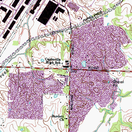 Topographic Map of Capleville High School, TN