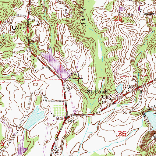 Topographic Map of Bush Dam, AL