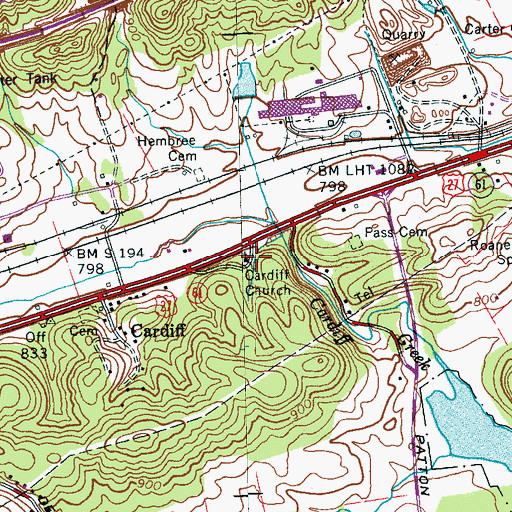 Topographic Map of Cardiff Church, TN