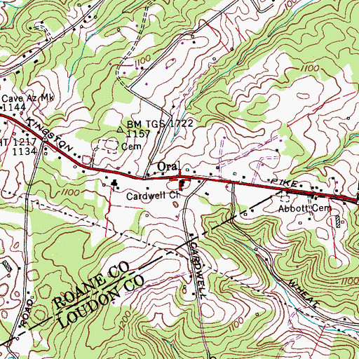 Topographic Map of Cardwell Church, TN