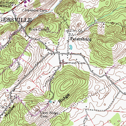 Topographic Map of Carmack Cemetery, TN