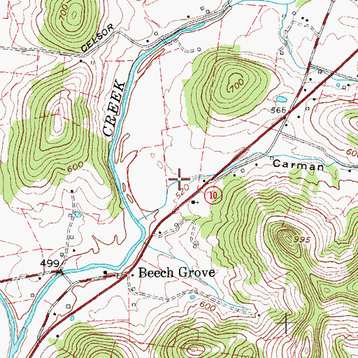 Topographic Map of Carman Hollow, TN