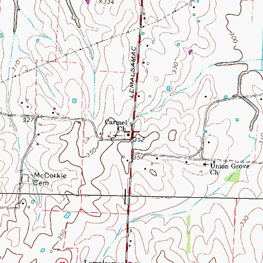 Topographic Map of Carmel Church, TN
