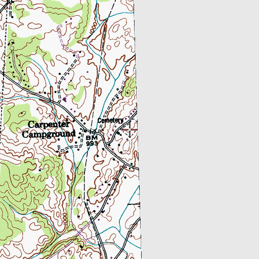 Topographic Map of Carpenter Campground Cemetery, TN