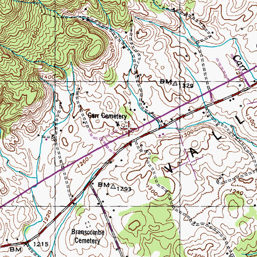 Topographic Map of Carr Cemetery, TN