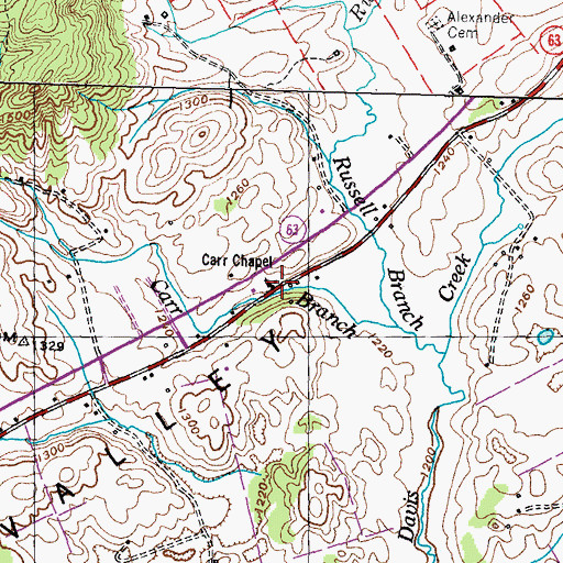 Topographic Map of Carr Chapel, TN