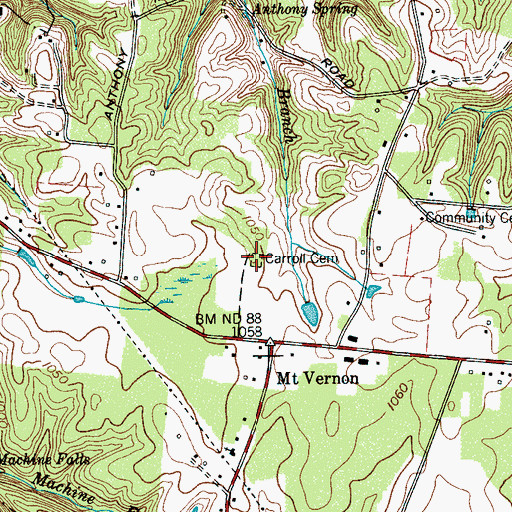 Topographic Map of Carroll Cemetery, TN