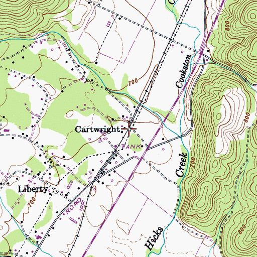 Topographic Map of Cartwright, TN