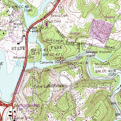 Topographic Map of Caryville Dam, TN