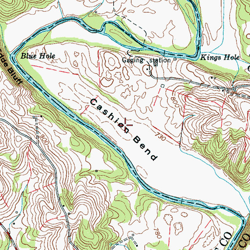 Topographic Map of Cashion Bend, TN