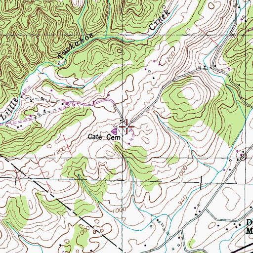 Topographic Map of Cate Cemetery, TN