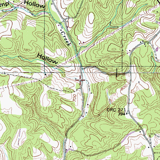 Topographic Map of Cates Hollow, TN