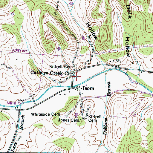 Topographic Map of Catheys Creek Church, TN
