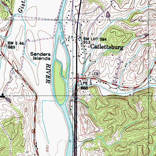 Topographic Map of Catlettsburg, TN
