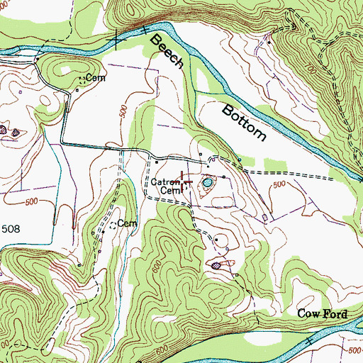 Topographic Map of Catron Cemetery, TN