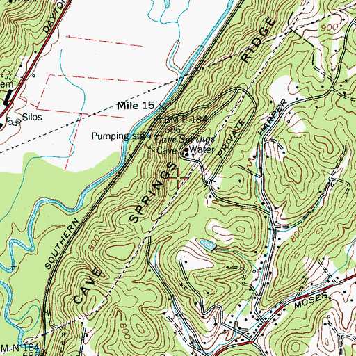 Topographic Map of Cave Springs Ridge, TN