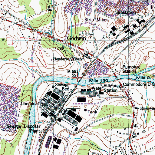 Topographic Map of Cavespring Branch, TN