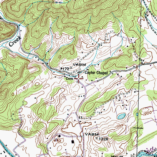 Topographic Map of Caylor Chapel, TN