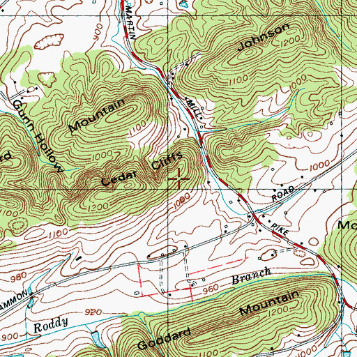 Topographic Map of Cedar Cliffs, TN