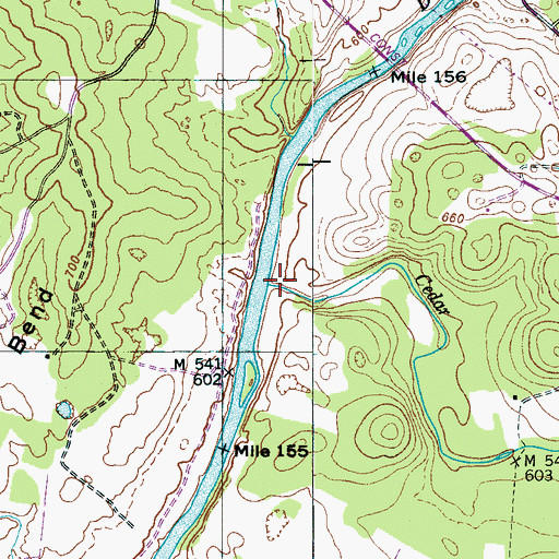 Topographic Map of Cedar Creek, TN