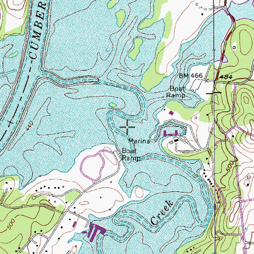 Topographic Map of Cedar Creek, TN