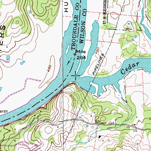 Topographic Map of Cedar Creek, TN