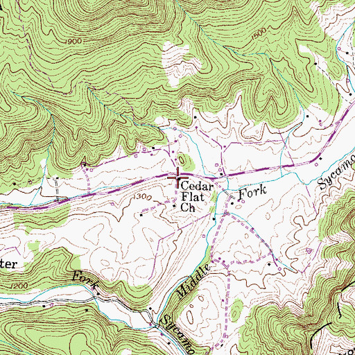 Topographic Map of Cedar Flat Church, TN