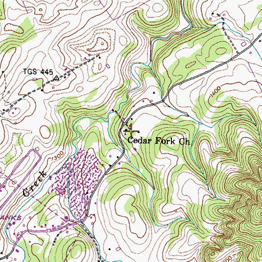 Topographic Map of Cedar Fork Church, TN
