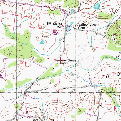 Topographic Map of Cedar Grove Church, TN