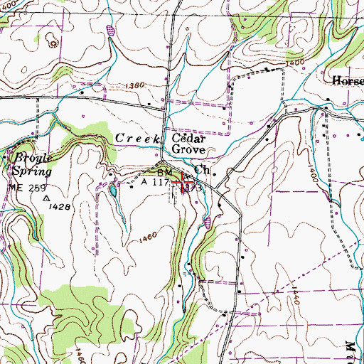 Topographic Map of Cedar Grove Church, TN