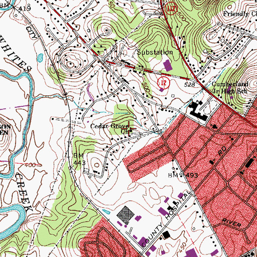 Topographic Map of Cedar Grove Church, TN
