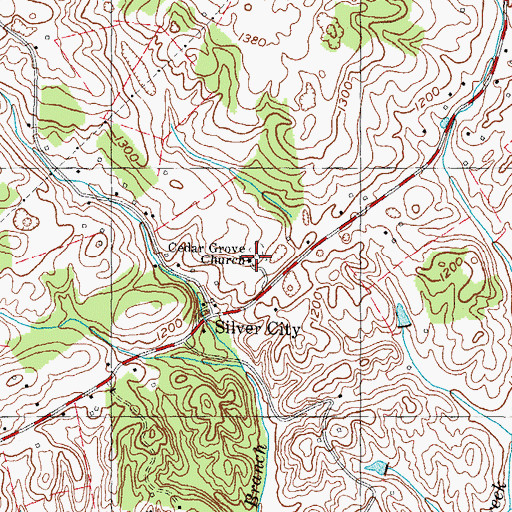 Topographic Map of Cedar Grove Church, TN