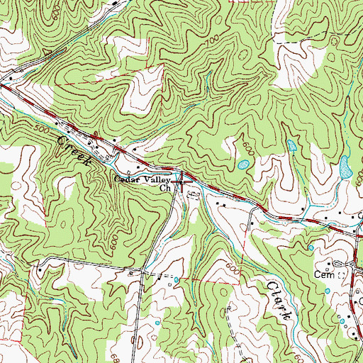 Topographic Map of Cedar Valley Church, TN