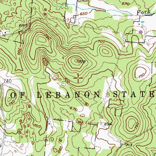 Topographic Map of Cedars of Lebanon State Forest, TN