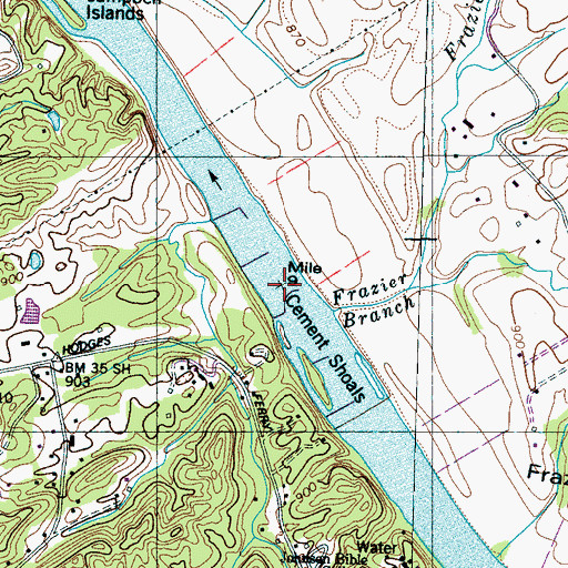 Topographic Map of Cement Shoals, TN