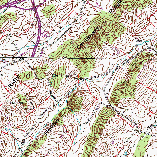 Topographic Map of Centenary Church, TN